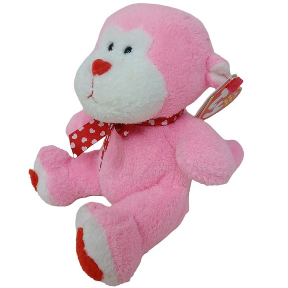 Ty Junglelove Monkey Red White Red‎ Retired Beanie Baby Stuffed Animal Plush 8" - Picture 3 of 7